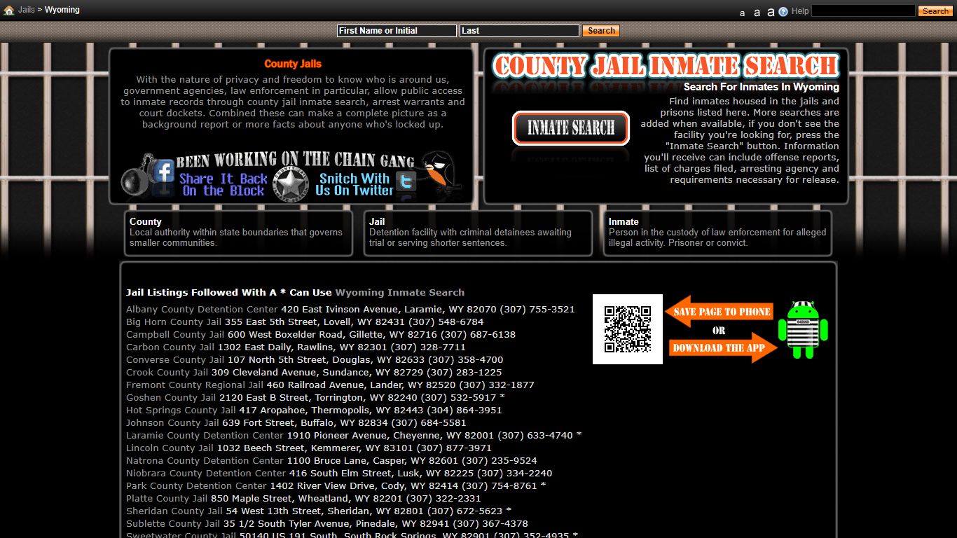 Jails in Wyoming - County Jail Inmate Search